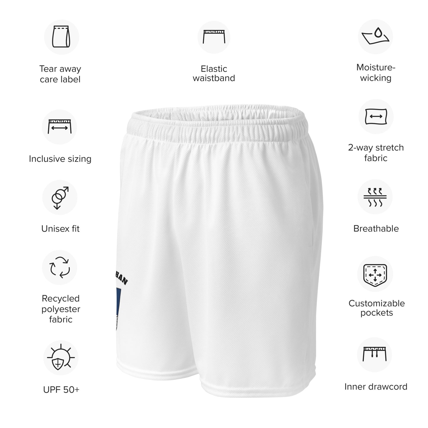 County Monaghan-Inspired Mesh Sport Shorts – White | The Hurlers Bag-The Hurlers Bag