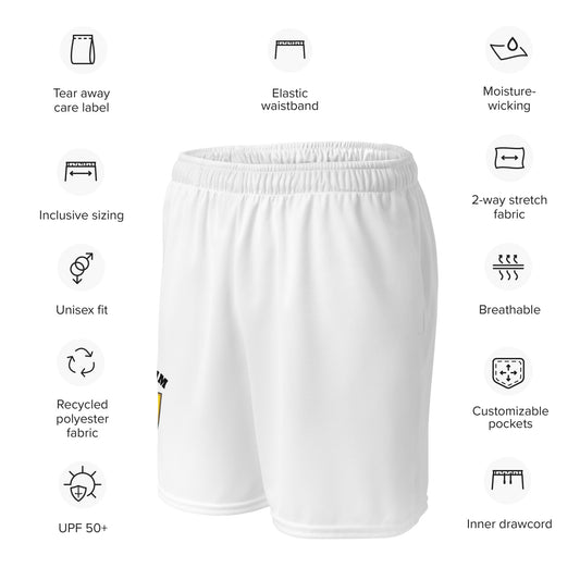 County Leitrim-Inspired Mesh Sport Shorts – White | The Hurlers Bag-The Hurlers Bag