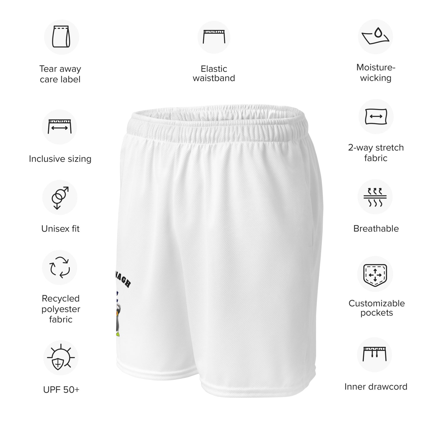 County Fermanagh-Inspired Mesh Sport Shorts – White | The Hurlers Bag-The Hurlers Bag
