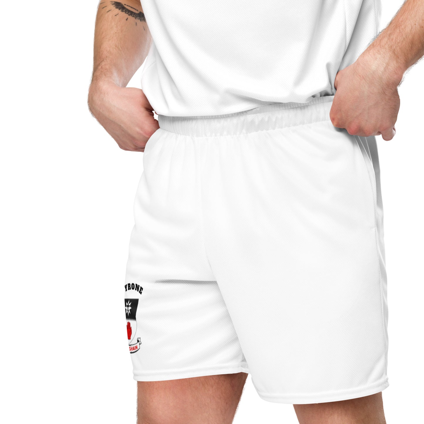 County Tyrone-Inspired Mesh Sport Shorts – White | The Hurlers Bag-The Hurlers Bag