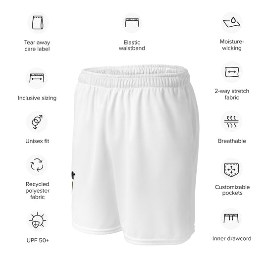 County Cork-Inspired Mesh Sport Shorts – White | The Hurlers Bag-The Hurlers Bag