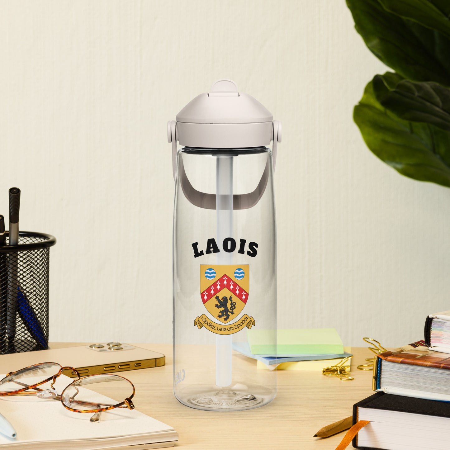 County Laois–Inspired Flip Straw Water Bottle | Irish Heritage – 739ml (25oz)-The Hurlers Bag
