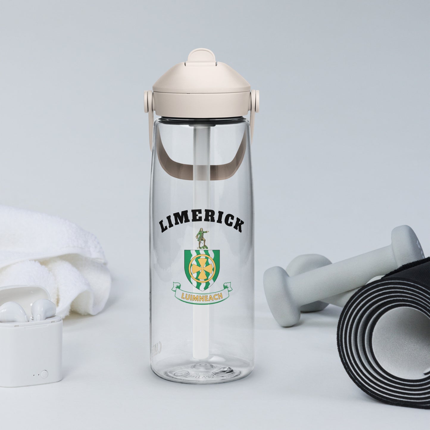 County Limerick–Inspired Flip Straw Water Bottle | Irish Heritage – 739ml (25oz)-The Hurlers Bag