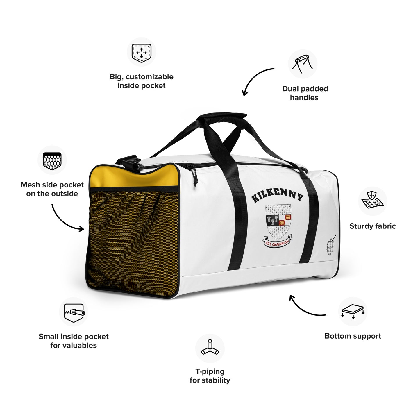 Kilkenny Gear Bag – The Cats – County-Inspired Colours Holdall-The Hurlers Bag