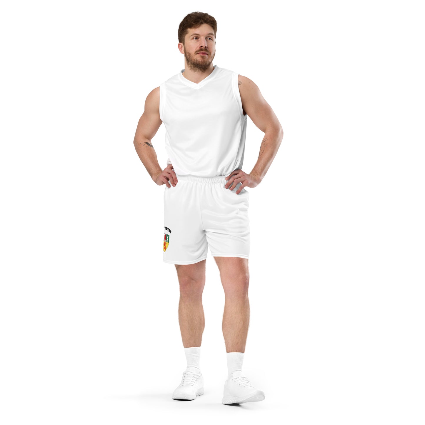 County Antrim-Inspired Mesh Sport Shorts – White | The Hurlers Bag-The Hurlers Bag