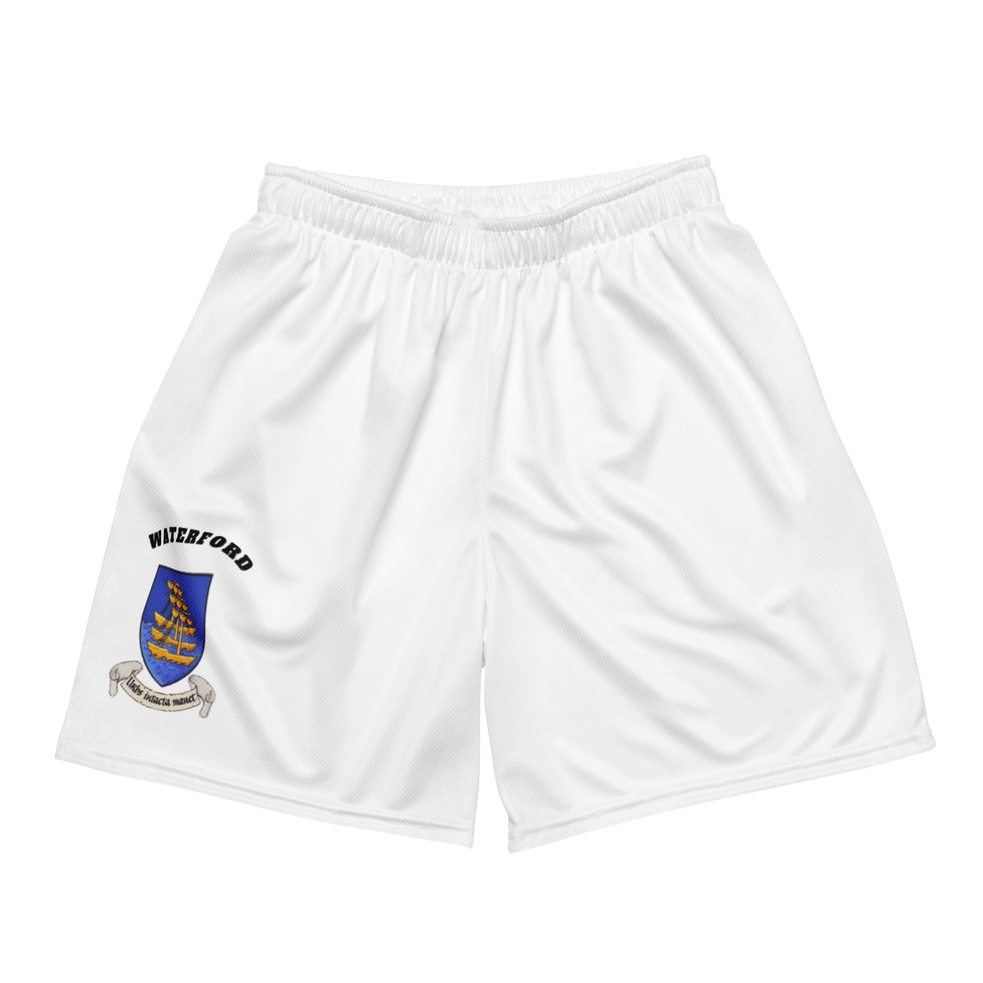 County Waterford-Inspired Mesh Sport Shorts – White | The Hurlers Bag-The Hurlers Bag