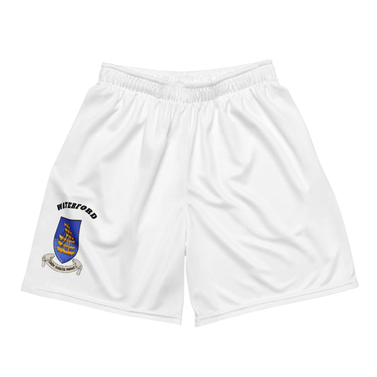 County Waterford-Inspired Mesh Sport Shorts – White | The Hurlers Bag-The Hurlers Bag