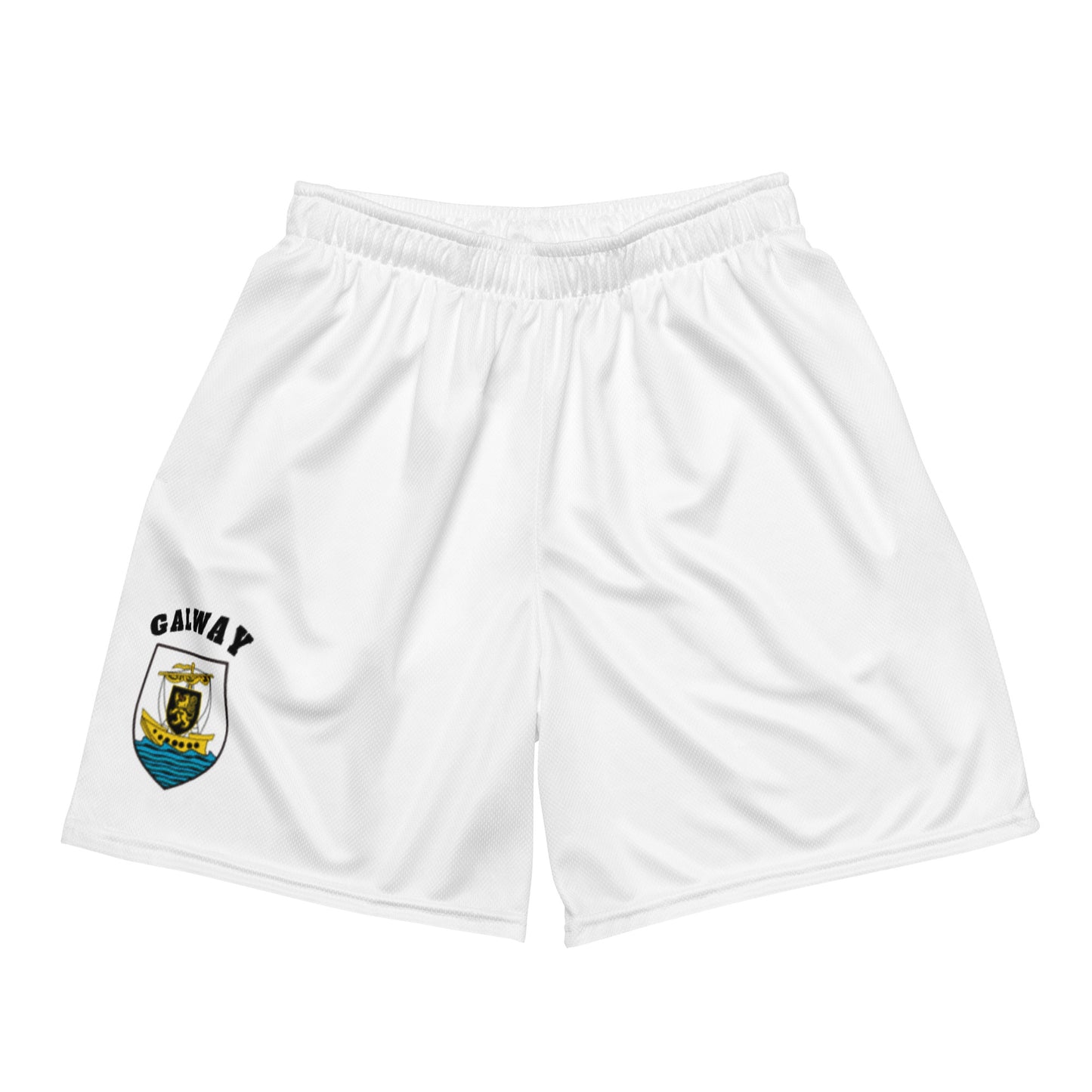 County Galway-Inspired Mesh Sport Shorts – White | The Hurlers Bag-The Hurlers Bag