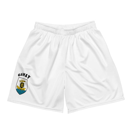 County Galway-Inspired Mesh Sport Shorts – White | The Hurlers Bag-The Hurlers Bag