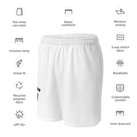 County Antrim-Inspired Mesh Sport Shorts – White | The Hurlers Bag-The Hurlers Bag