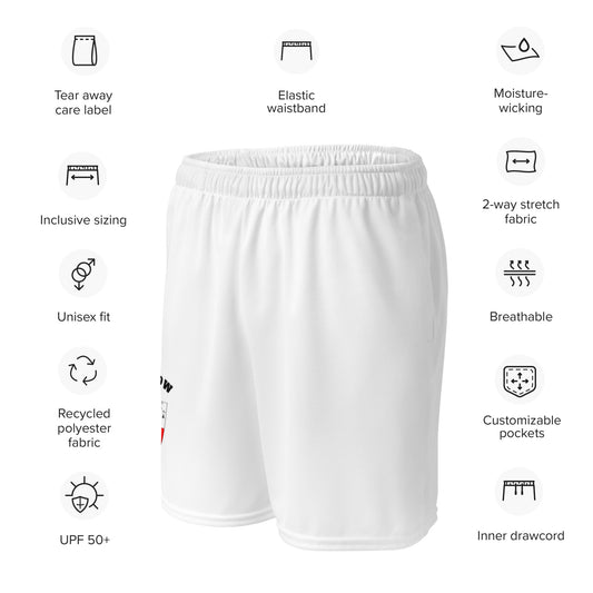 County Carlow-Inspired Mesh Sport Shorts – White | The Hurlers Bag-The Hurlers Bag