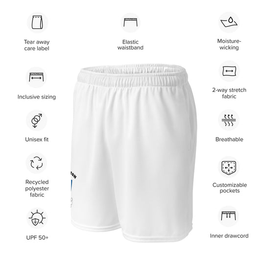 County Roscommon-Inspired Mesh Sport Shorts – White | The Hurlers Bag-The Hurlers Bag
