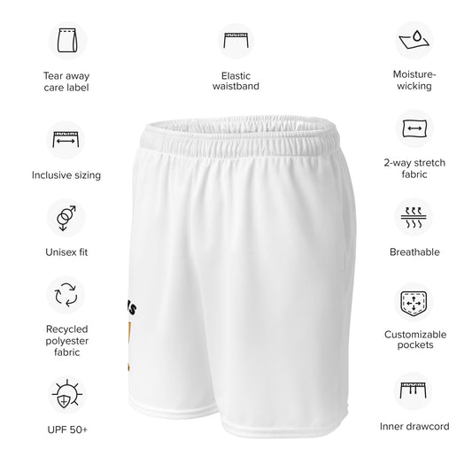 County Laois-Inspired Mesh Sport Shorts – White | The Hurlers Bag-The Hurlers Bag