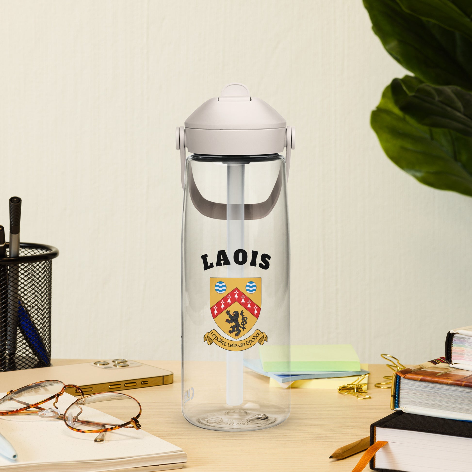 County Laois–Inspired Flip Straw Water Bottle | Irish Heritage – 739ml (25oz)-The Hurlers Bag